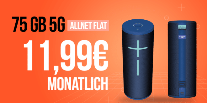 Ultimate Ears Boom 4 für einmalig 15 Euro mit 75GB Allnet Flat und 150 Euro Wechselbonus nur 11.99 Euro monatlich
