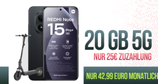 Xiaomi Redmi Note 15 Pro+ & Xiaomi Electric Scooter 5 Pro mit 20GB Allnet Flat nur 42.99 Euro monatlich