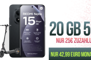 Xiaomi Redmi Note 15 Pro+ & Xiaomi Electric Scooter 5 Pro mit 20GB Allnet Flat nur 42.99 Euro monatlich
