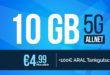 10GB Allnet Flat mit 100€ ARAL Tankgutschein nur 4.99 Euro monatlich