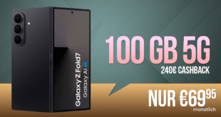 Samsung Galaxy Z Fold 7 für einmalig 389 Euro mit 100GB Allnet Flat und 240 Euro Cashback für 69.95 Euro monatlich