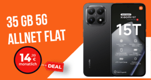Xiaomi 15T 256GB für einmalig 29 Euro mit 35GB Allnet Flat nur 14.99 Euro monatlich