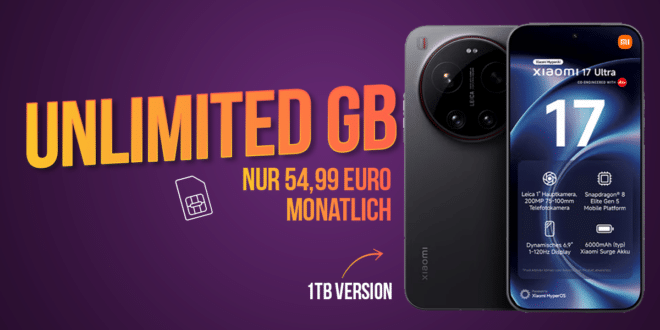 Xiaomi 17 Ultra mit Vertrag - 1TB Version für 150 Euro mit o2 unlimited Allnet Flat nur 54.99 Euro monatlich