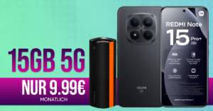 Xiaomi Redmi Note 15 Pro+ (PlusVersion) & Xiaomi Sound Party für einmalig 180 Euro mit 15GB Allnet Flat nur 9.99 Euro monatlich