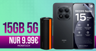 Xiaomi Redmi Note 15 Pro+ (PlusVersion) & Xiaomi Sound Party für einmalig 180 Euro mit 15GB Allnet Flat nur 9.99 Euro monatlich
