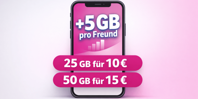 Telekom Netz ohne Laufzeit – 25GB 5G Allnet Flat nur 10 Euro monatlich und 50GB Allnet Flatrate nur 15 Euro monatlich