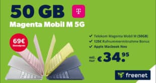 MacBook Neo für einmalig 69 Euro mit 50GB Allnet Flat und 125 Euro Wechselbonus nur 34.95 Euro monatlich