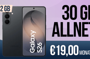 Samsung Galaxy S26 512GB mit Gutscheincode für 299 Euro mit 30GB Allnet Flat und 20 Euro Cashback nur 19 Euro monatlich