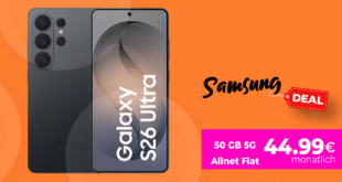 Samsung Galaxy S26 Ultra für einmalig 104 Euro mit 50GB Telekom Allnet Flat und 150 Euro Wechselbonus nur 44.99 Euro monatlich