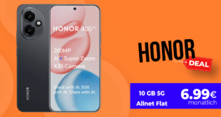 Honor 400 256GB für einmalig 29 Euro mit 10GB Allnet Flatrate nur 6.99 Euro monatlich