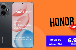 Honor 400 256GB für einmalig 29 Euro mit 10GB Allnet Flatrate nur 6.99 Euro monatlich