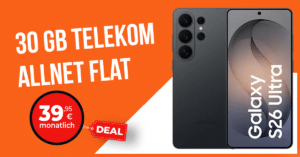 Samsung Galaxy S26 Ultra 512GB mit Gutscheincode für einmalig 249 Euro mit 30GB Allnet Flat und 240 Euro Cashback nur 39.95 Euro monatlich