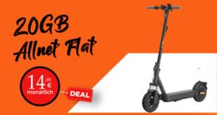 Xiaomi Electric Scooter 5 mit 20GB Allnet Flat und 50 Euro Wechselbonus nur 14.99 Euro monatlich