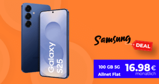 Samsung Galaxy S25 für einmalig 79 Euro mit 100GB Allnet Flat und 80 Euro Cashback nur 16.98 Euro monatlich