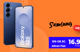 Samsung Galaxy S25 für einmalig 79 Euro mit 100GB Allnet Flat und 80 Euro Cashback nur 16.98 Euro monatlich