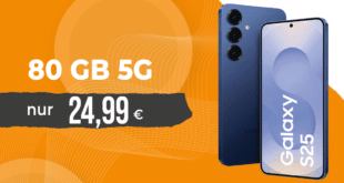 Samsung Galaxy S25 für einmalig 49 Euro mit 80GB Allnet Flat nur 24.99 Euro monatlich