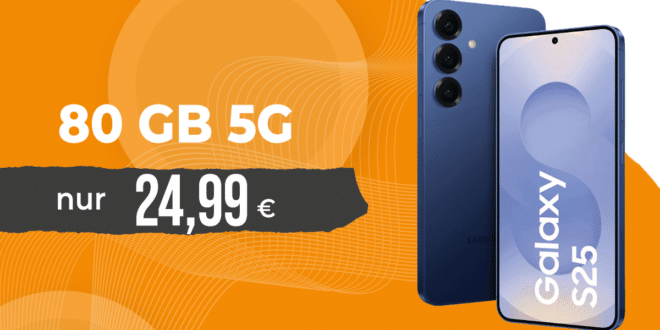 Samsung Galaxy S25 für einmalig 49 Euro mit 80GB Allnet Flat nur 24.99 Euro monatlich