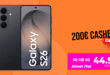 Samsung Galaxy S26 mit 50GB Allnet Flat und 150 Euro Wechselbonus und 200 Euro Cashback nur 44.99 Euro monatlich