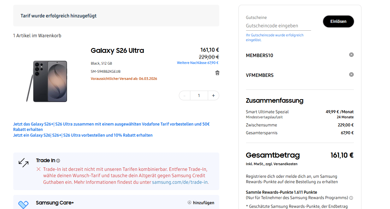 s26 ultra mit vodafone unlimited allnet flat vertrag