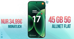 Xiaomi 17 mit Voucher für einmalig 139 Euro mit 45GB Allnet Flat und 100 Euro Wechselbonus nur 34.99 Euro monatlich