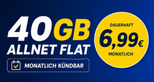 40GB Allnet Flat dauerhaft für 6.99 Euro monatlich - monatlich kündbar
