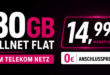80GB Allnet Flat im Telekom Netz nur 14.99€ monatlich - 0€ Anschlusspreis