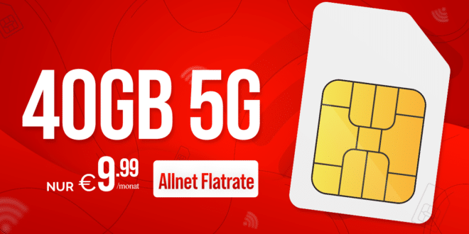monatlich kündbar im Vodafone Netz - 40GB Allnet Flat nur 9.99 Euro - 100GB Allnet Flat nur 11.99 Euro monatlich