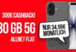 iPhone 17 für einmalig 199 Euro mit 30GB Allnet Flat und 75 Euro Wechselbonus und 300 Euro Cashback nur 34.99 Euro monatlich