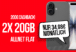 iPhone 17 für einmalig 199 Euro mit 2x 20GB Allnet Flat und 200 Euro Cashback und 50 Euro Wechselbonus nur 34.98 Euro monatlich