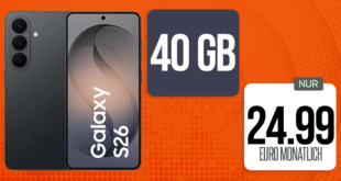 Samsung Galaxy S26 für einmalig 129 Euro mit 40GB Allnet Flat nur 24.99 Euro monatlich
