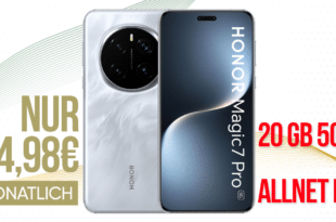 Honor Magic 7 Pro für einmalig 1 Euro mit 20GB Allnet Flat (+10GB extra SIM) nur 24.98 Euro monatlich