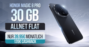 Honor Magic 8 Pro mit Voucher für einmalig 239 Euro mit 30GB Allnet Flat und 120 Euro Cashback nur 39.95 Euro monatlich