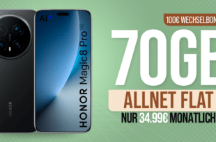 Honor Magic 8 Pro mit Voucher für einmalig 239 Euro mit 70GB Allnet Flat und 100 Euro Wechselbonus nur 34.99 Euro monatlich