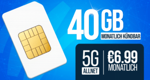 monatlich kündbar - 40GB Allnet Flat dauerhaft für 6.99 Euro monatlich