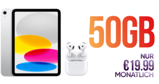 iPad (2025) 11'' WiFi & Apple AirPods 4th Generation mit ANC für einmalig 49 Euro mit 50GB Allnet Flat nur 19.99 Euro monatlich