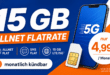 monatlich kündbar – 15GB Allnet Flatrate nur 4.99 Euro monatlich