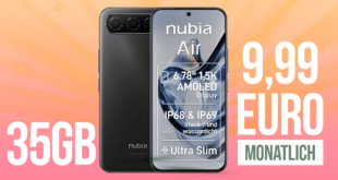 Nubia Air mit 35GB Allnet Flat und 30 Euro Wechselbonus nur 9.99 Euro monatlich