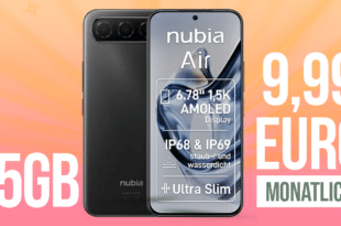 Nubia Air mit 35GB Allnet Flat und 30 Euro Wechselbonus nur 9.99 Euro monatlich