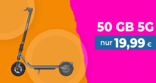 Xiaomi Electric Scooter 6 Lite für einmalig 79 Euro mit 50GB Allnet Flat und 125 Euro Wechselbonus nur 19.99 Euro monatlich
