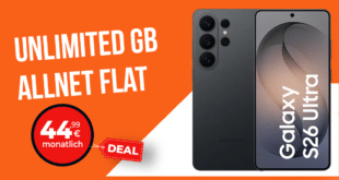 Samsung Galaxy S26 Ultra mit Gutscheincode für einmalig 159 Euro mit Vodafone unlimited Allnet Flat und 100 Euro Wechselbonus nur 44.99 Euro monatlich