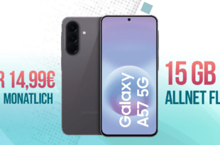 Samsung Galaxy A57 für einmalig 59 Euro mit 15GB Allnet Flat nur 14.99 Euro monatlich