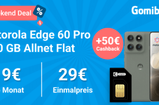 Motorola Edge 60 Pro 512GB für einmalig 29 Euro mit 30GB Allnet Flat und 50 Euro Cashback und 40 Euro Wechselbonus nur 19 Euro monatlich