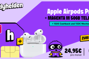 Airpods Pro 3 mit 50GB Allnet Flat und 150€ Wechselbonus und 150€ Cashback nur 24.95 Euro monatlich