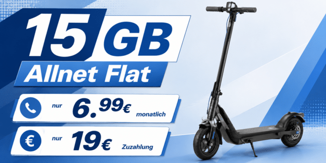 Niu KQi 100F E-Scooter für einmalig 19 Euro mit 15GB Allnet Flat nur 6.99 Euro monatlich