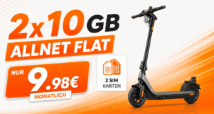 Niu KQI2 Pro E-Scooter mit 2x10GB Allnet Flat nur 9.98 Euro monatlich