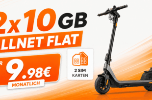 Niu KQI2 Pro E-Scooter mit 2x10GB Allnet Flat nur 9.98 Euro monatlich
