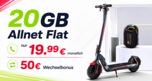 Red Bull E-Scooter + Lautsprecher mit 20GB Allnet Flat nur 19.99 Euro monatlich