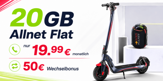 Red Bull E-Scooter + Lautsprecher mit 20GB Allnet Flat nur 19.99 Euro monatlich