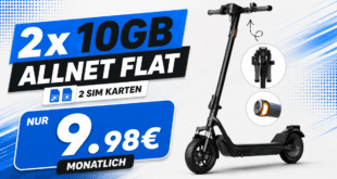 Niu KQi 100F E-Scooter mit 2x10GB Allnet Flat nur 9.98 Euro monatlich