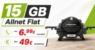 Weber Gasgrill Q1200N für einmalig 49 Euro mit 15GB Allnet Flat nur 6.99 Euro monatlich